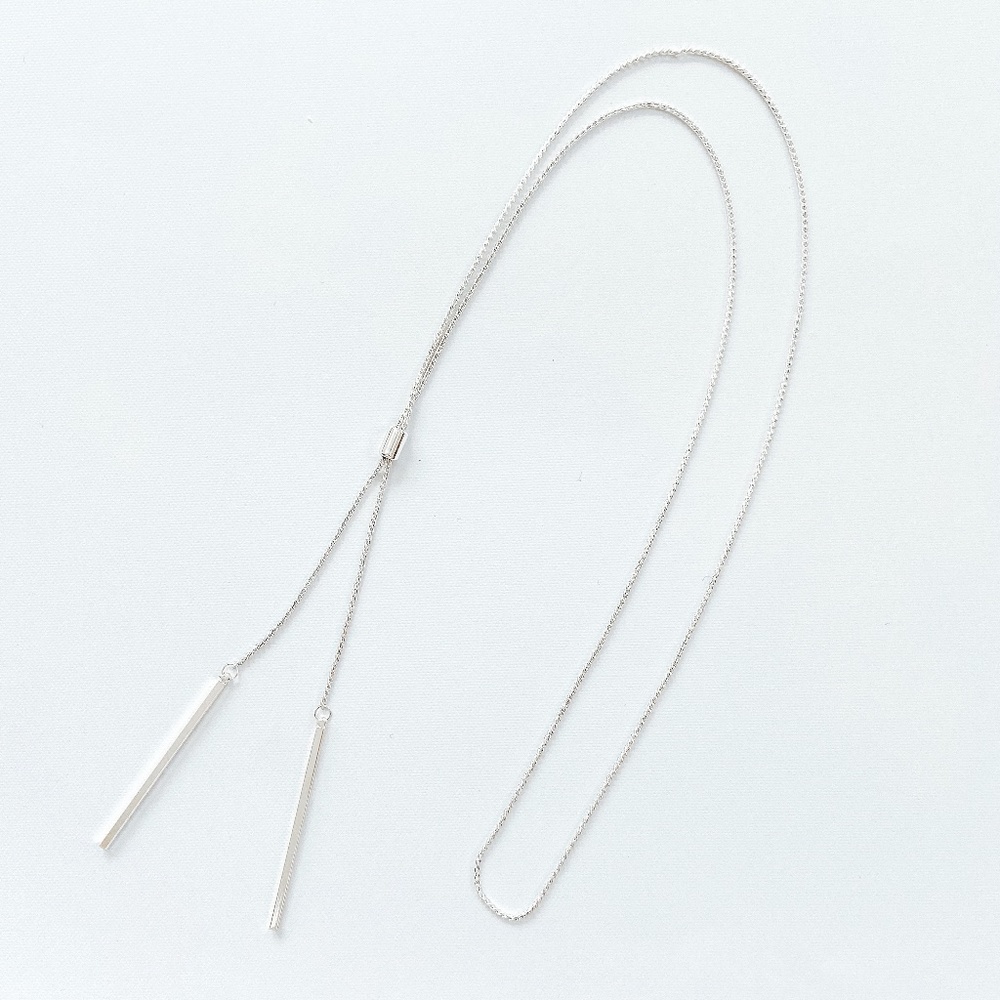 > NEW < Boutique Silver Toned Minimalist Two Link Chain Necklace